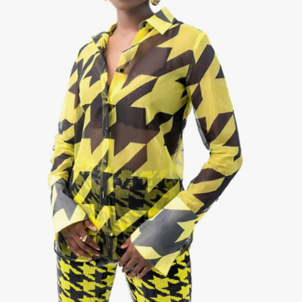 Pantora Women's LaTisha Organza Button Up - XS